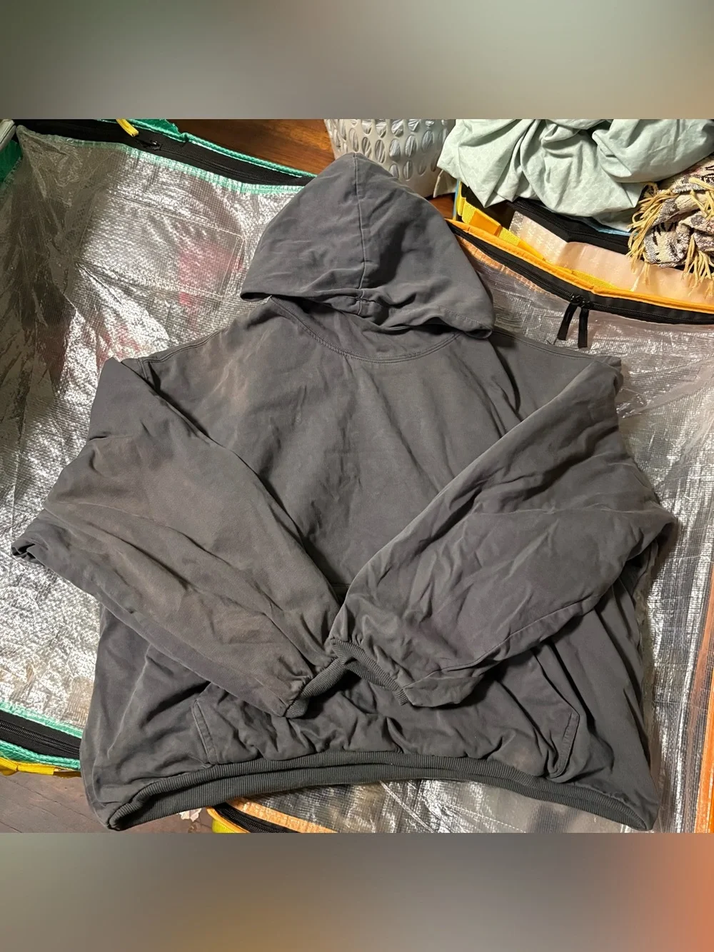 BELLIFY Faded Wash Oversized Boxy Hoodie in Charcoal L